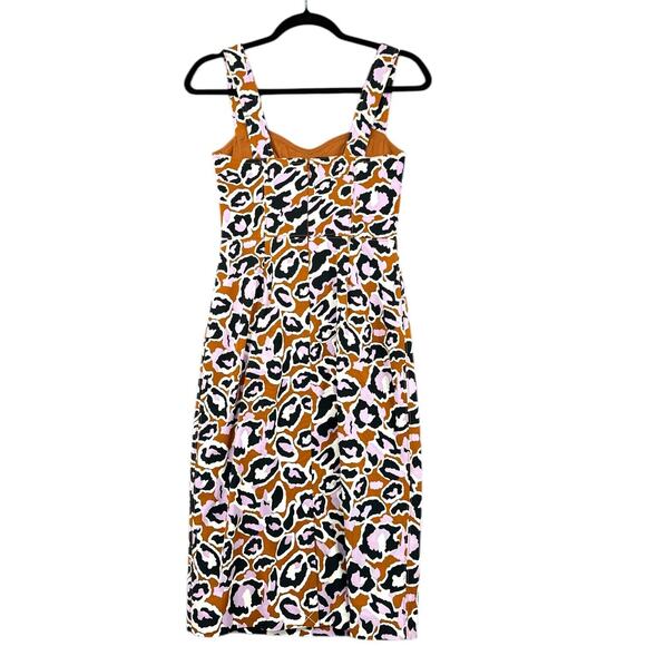 J Crew Leopard Print Contrast Stitch Sheath Wiggle Dress Stretch Women 00 - Picture 2 of 10